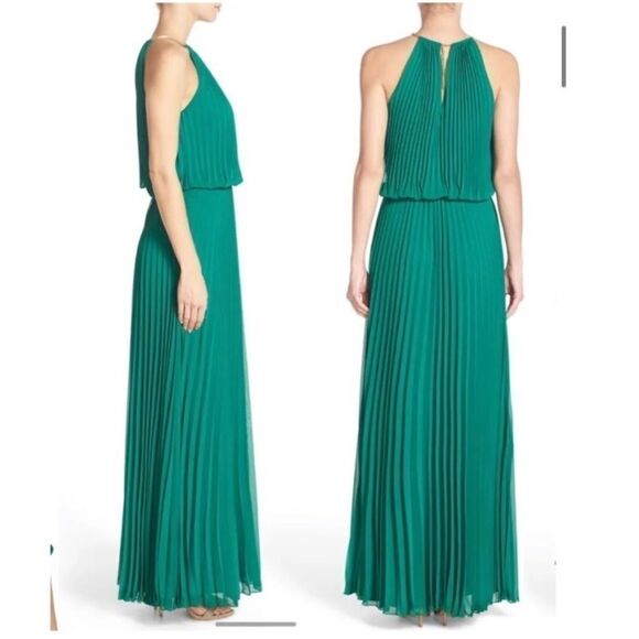 Xscape | Pleated Chiffon Blouson Dress - Picture 1 of 10
